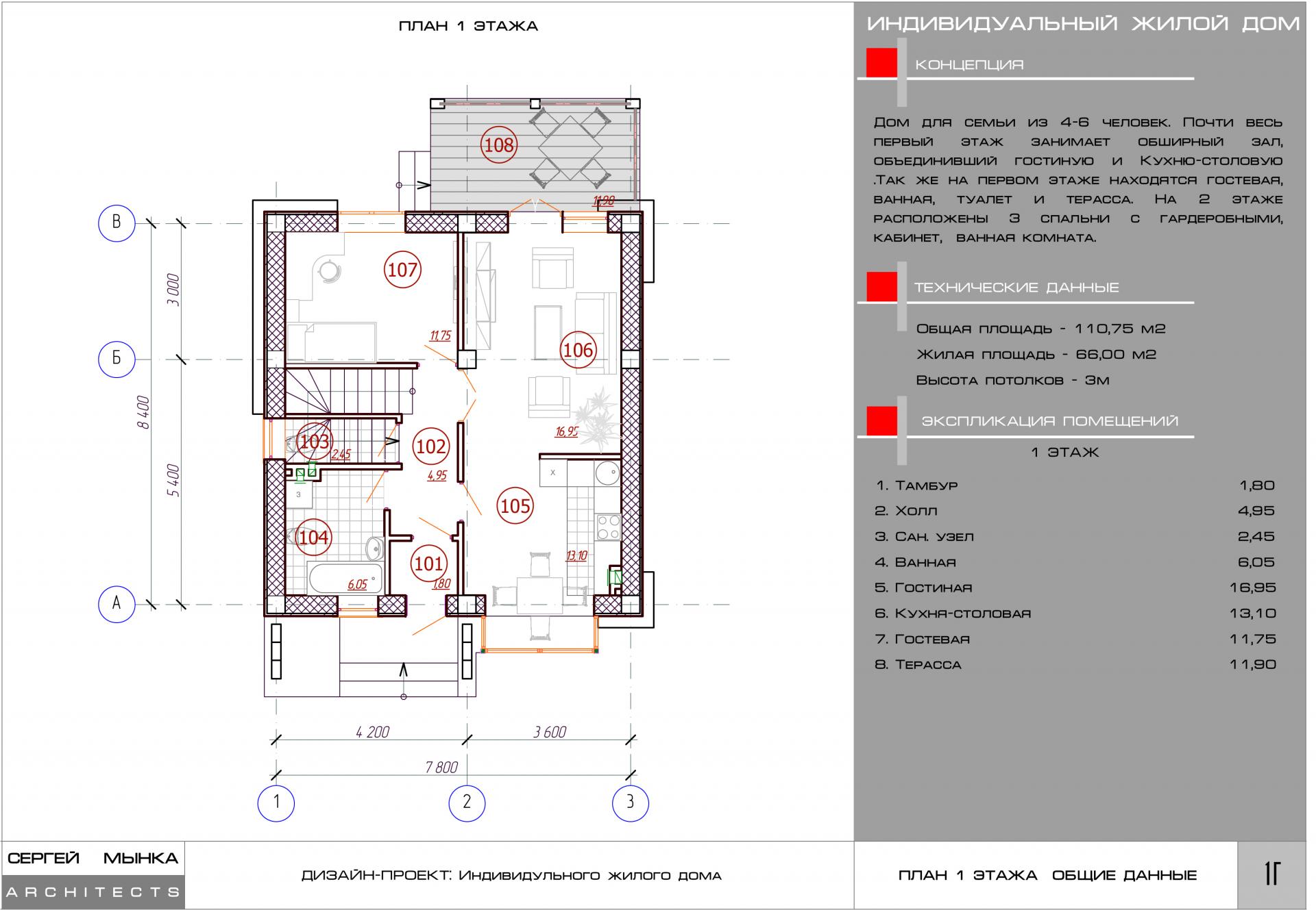 Проект компактного 2 этажного дома в стиле Хай-Тек 110 м2